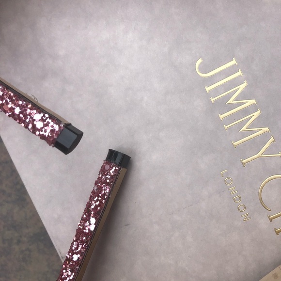 JIMMY CHOO ROMY 100 Platinum Flamingo GlitterPumps - Picture 4 of 8